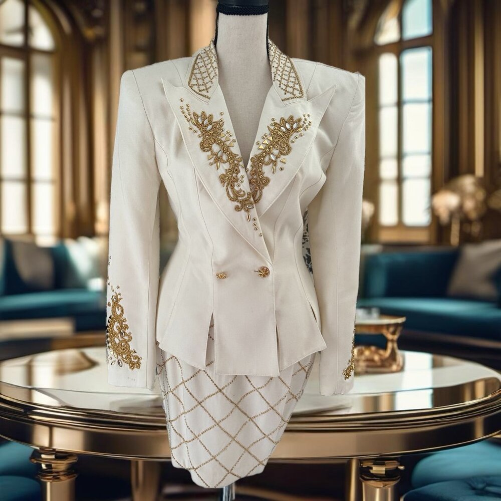 Cache Vintage Cream Suit Size P